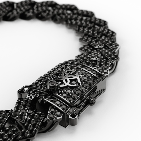 Necklace - Cuban Iced - Black 50