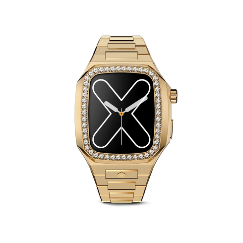 Evening edition - Apple watch 45 mm - Golden Concept Apple Watch Cases - 18k gold and Swarovski crystal adorned watch case