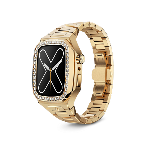 Evening edition - Apple watch 45 mm - Golden Concept Apple Watch Cases - 18k gold and Swarovski crystal adorned watch case