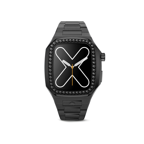 Evening edition - Apple watch 45 mm - Golden Concept Apple Watch Cases, apple watch case, premium, durable, scratch-resistant , high quality, luxury, jet black, Swarovski crystals