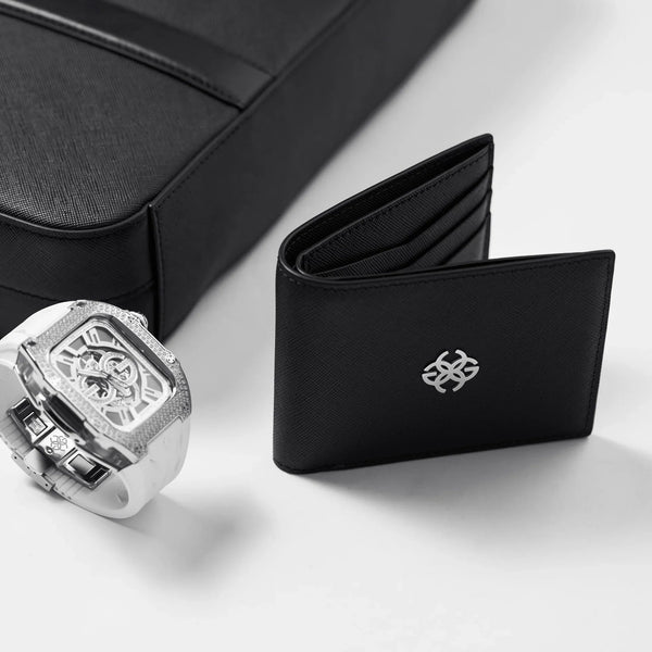 Elevate Your Style with Leather Wallet - Holds 6 Cards, Organizes Cash, and Features Golden Concept Logo